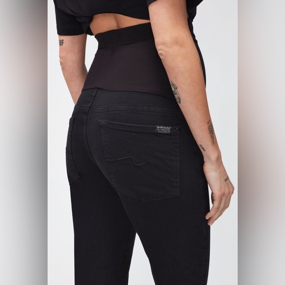 7 For All Mankind Black Maternity Straight Slim Illusion Luxe Gravity Jean - Picture 2 of 12